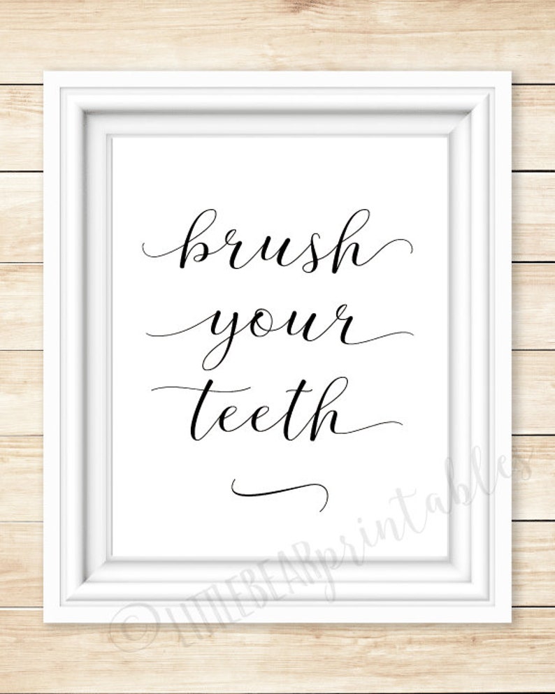Set of three Bathroom wall art printable brush your teeth | Etsy