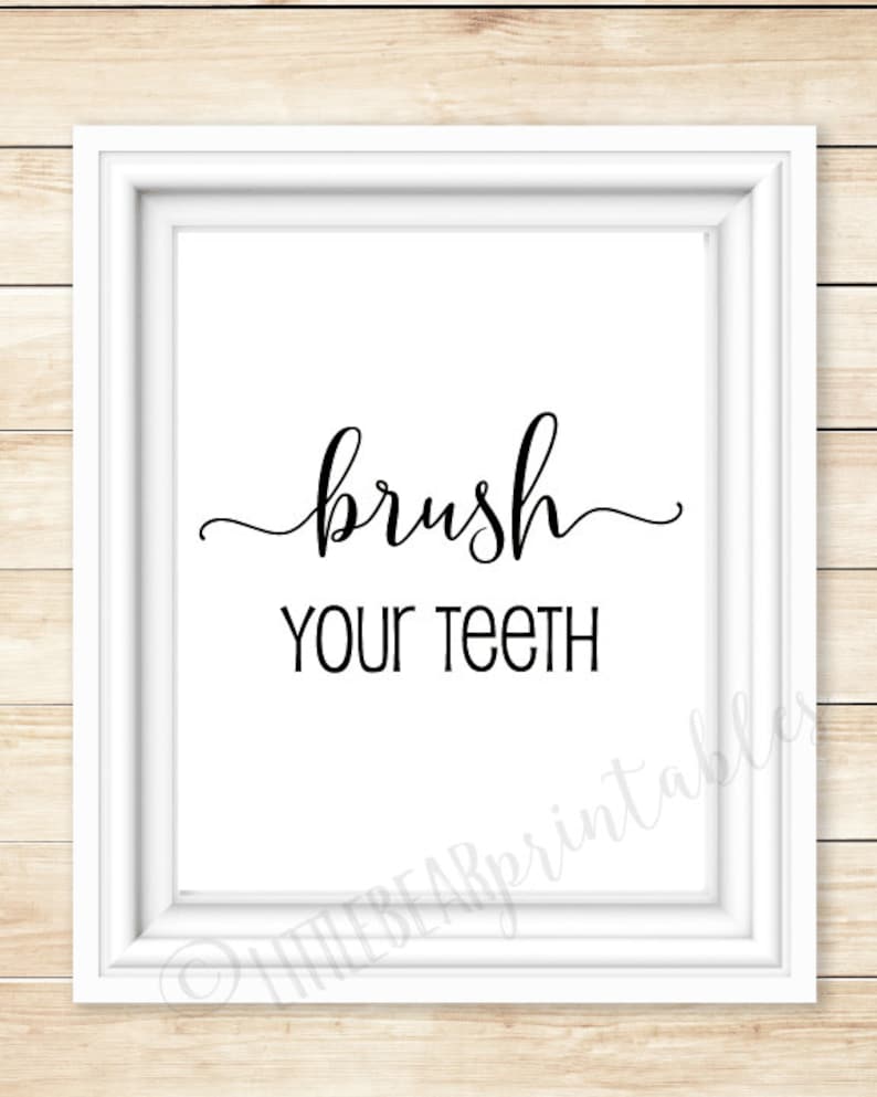 Set of Three Bathroom Wall Art Printable Brush Your Teeth - Etsy