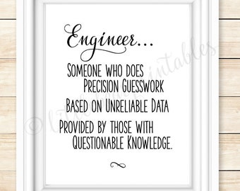 Engineering Quote Print: Precision Guesswork Gift (JPEG Digital Download)