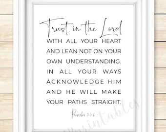 Proverbs 3:5-6, Trust in the Lord Printable Wall Art (Digital Download)