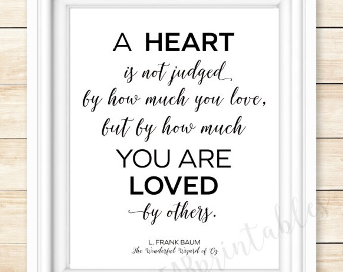 L. Frank Baum Quote, Printable Wall Art, A Heart is Not Judged by How ...