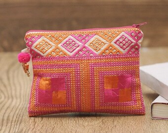 Square embroidered Pouch