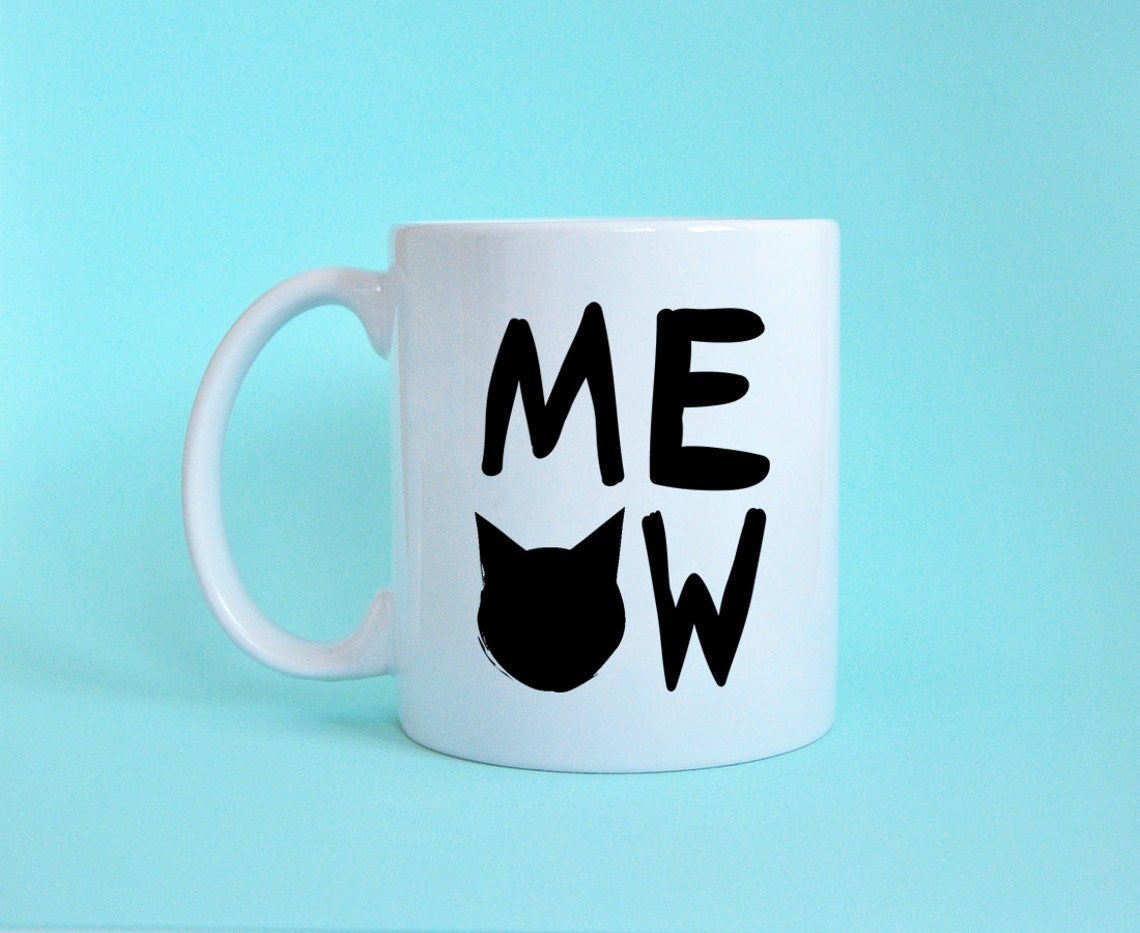 Meow Mug, Cat Mug, 11oz Ceramic Mug, Gift for Cat Lovers, Cat Shape Mug ...