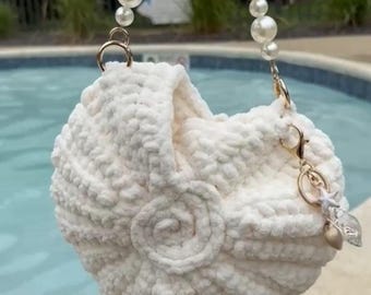 Handmade crocheted shell handbag