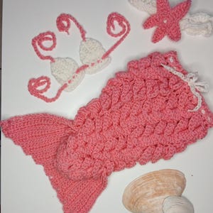 Mermaid Outfit, crochet, halloween, costume, photo shooting, prop set, shower gift, pink ombre