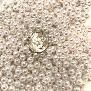 6 mm White Round Pearl Beads - 2mm hole—100pieces -make jewelry, make bracelets, Make necklaces