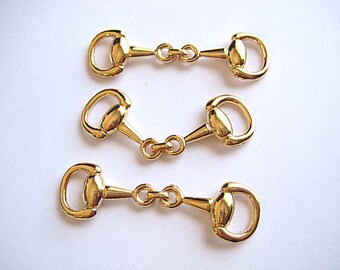 3 Medium Gold Plated High Quality Snaffle Bit--Make Fabulous Equestrian Jewelry ~2.25”(60mm)x~.75”(18mm)