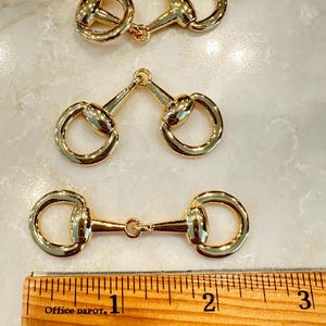 Snaffle Bit- 3 Medium Gold Plated High Quality bits --Make Equine Equestrian Jewelry and Crafts ~2.25”(62mm) x ~.75”(19mm)