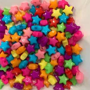 Trending Now! Puffy Star Acrylic Bead- Jewelry Making-Bracelet/Necklace-Camp Jewelry-50 Pieces asstd Colors