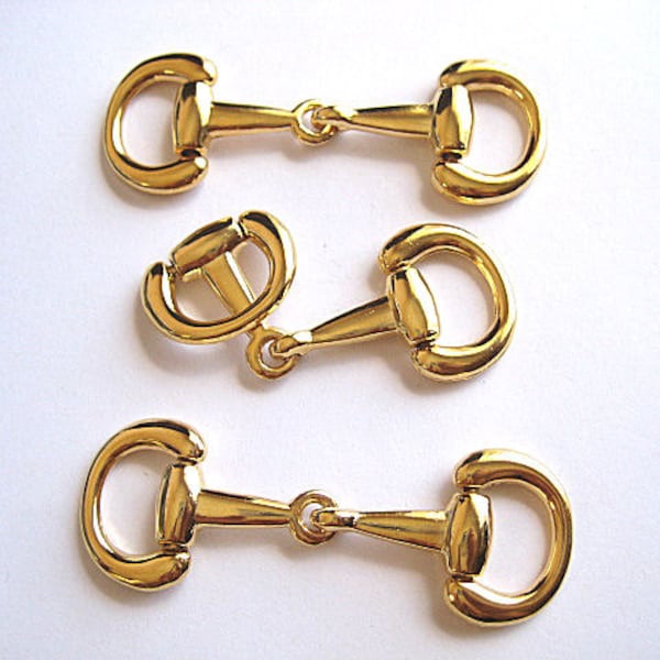 3 X-Large Gold Plated High Quality Snaffle Bit--Make Fabulous Equestrian Jewelry ~3 1/8” (78mm) x ~1”+ (28mm)