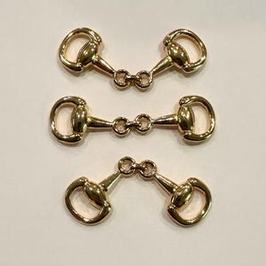 3 Medium Gold Plated High Quality Snaffle Bit--Make Fabulous Equestrian Jewelry ~2.25”(60mm)x~.75”(18mm) ORIGINAL CONFIGURATION!
