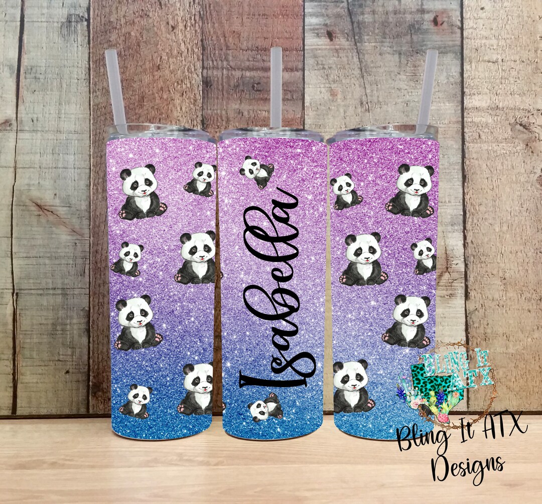 Panda Glitter Ombre 20 Oz Skinny Tumbler Sublimation Designs - Etsy