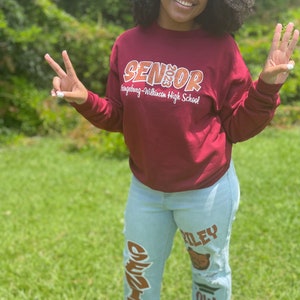 Senior Set; Senior Jeans; Senior Oufit; Custom Jeans; Custom Sweatshirt; Senior Picture Oufit; Senior Corset