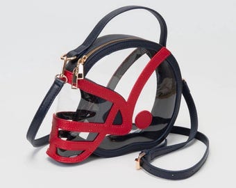 Bolsos cruzados transparentes con forma de casco de fútbol americano para el día del partido