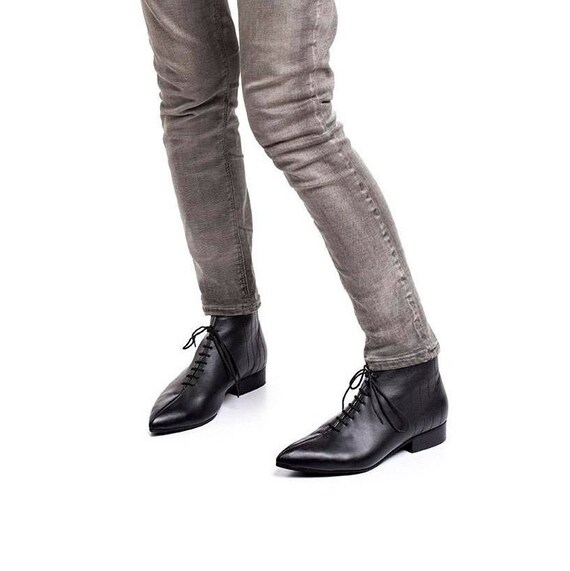 black leather dress boots womens