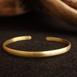 Brazalete de latón, brazalete de latón dorado, estrecho, ajustable, sencillo, mate