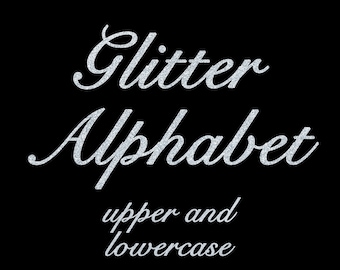 Digital Silver Alphabet Clipart, Letter Glitter Clipart, Alphabet Glitter Clipart, Silver Letters Clipart, cursive Letters, Silver glitter