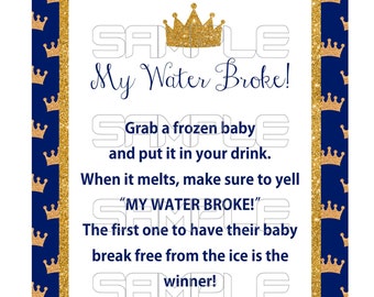 Royal Baby Shower Games, Prince Baby Shower, Royal Blue Baby Shower, My Water Broke Baby Shower Game, royal prince baby shower games