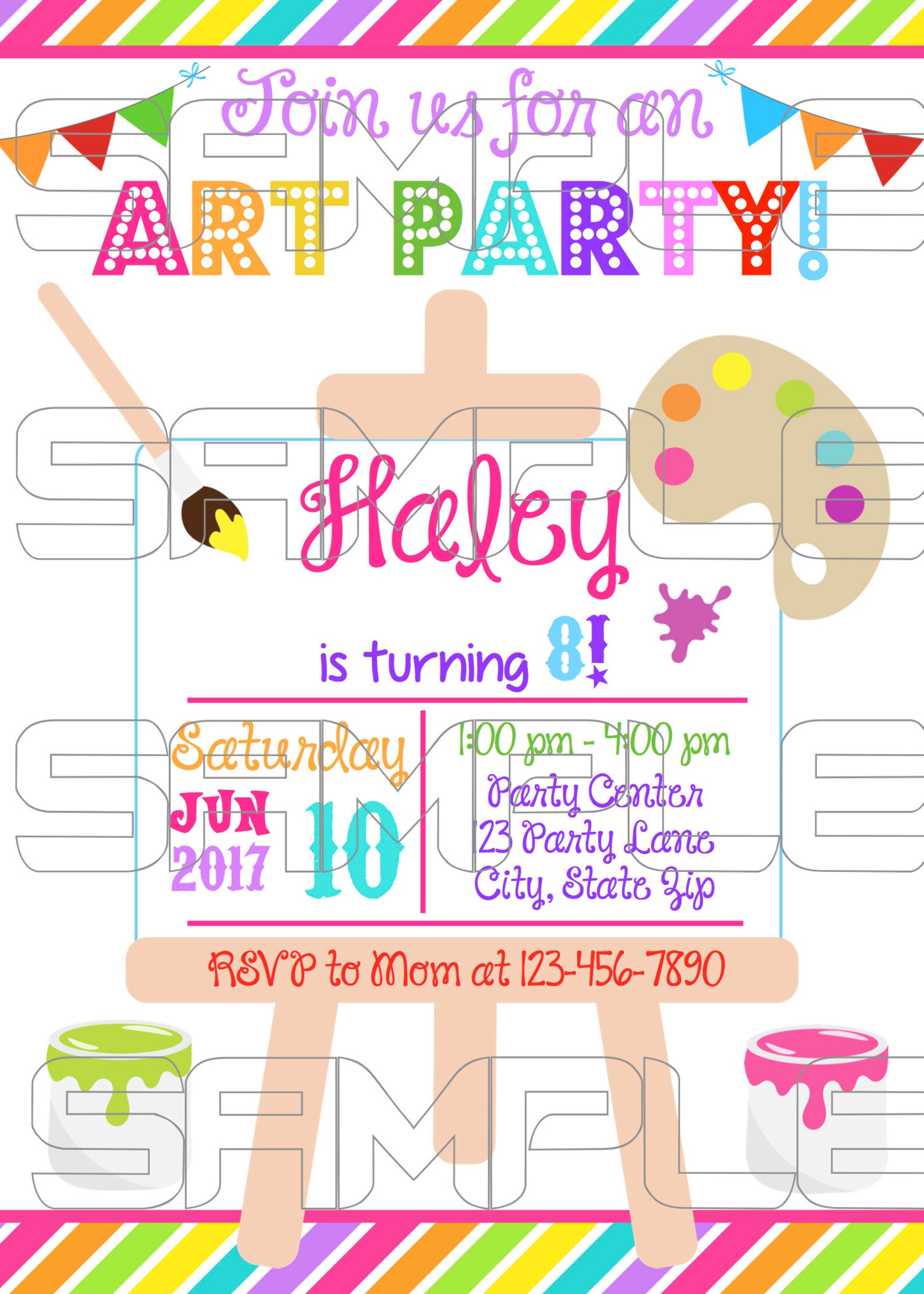 Art Birthday Party Invitation Paint Birthday Party Etsy