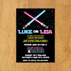 Star Wars Gender Reveal Invitation, Star Wars Gender Reveal Party