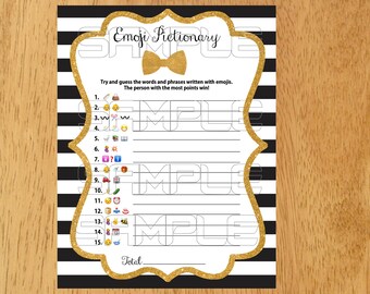 Baby Shower Game Pictionary, Baby Shower Game Pictionary, Emoji Pictionary baby shower game, Little Man Baby Shower Games