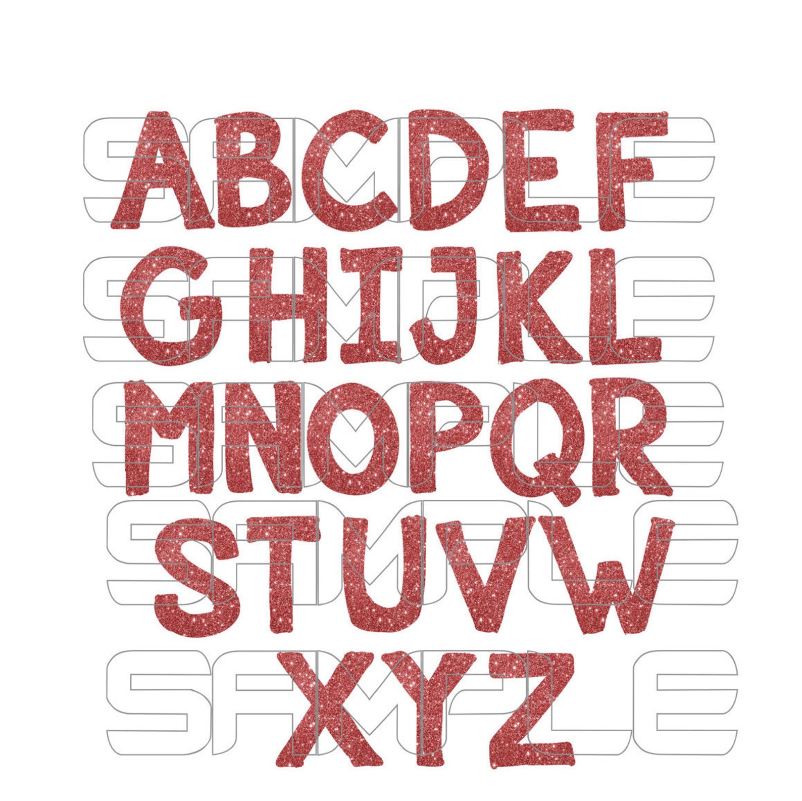 Red Alphabet Clipart Letter Glitter Clipart Alphabet Glitter | Etsy