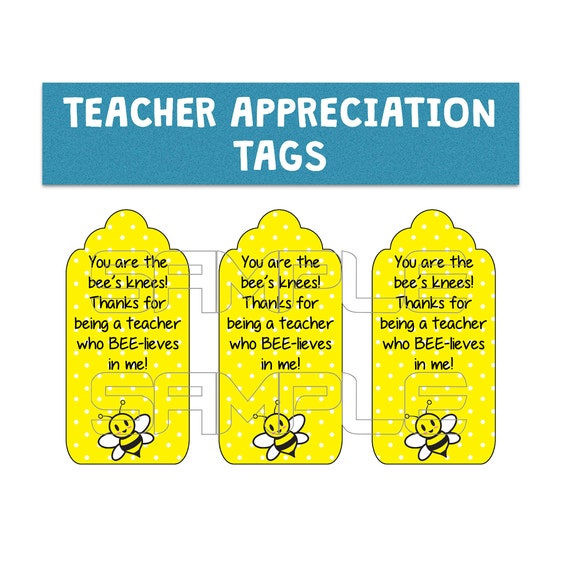Teacher Appreciation Tags Printable Thank You Burt's Bees | Etsy