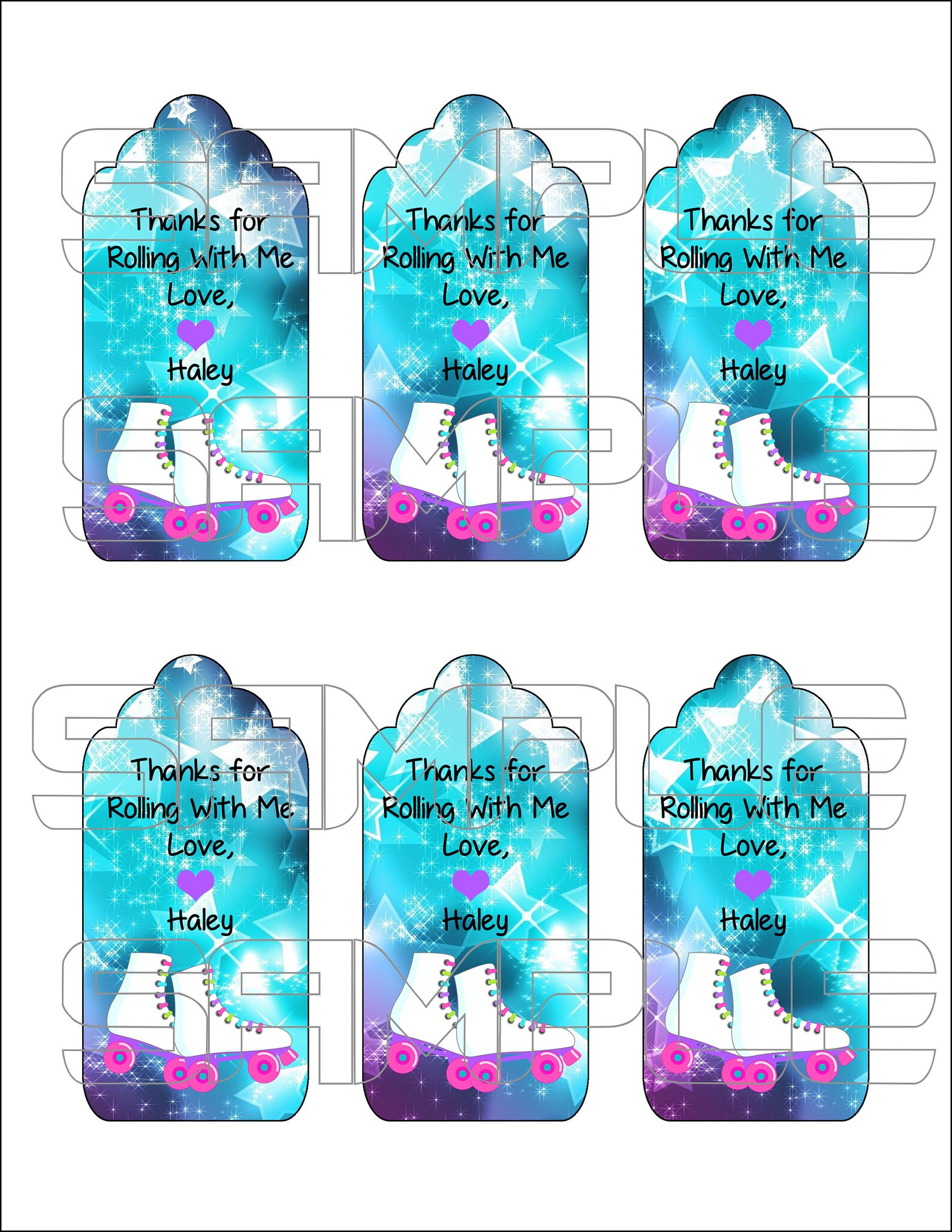 Roller Skating Tags Skating Thank You Tags Skating Birthday - Etsy