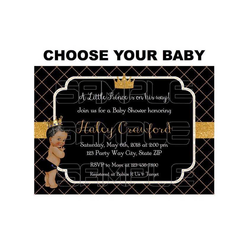 Royal Prince Baby Shower Invitation Little Black Gold