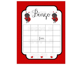 Lady Bug Bingo Baby Shower Game, Ladybug Baby Shower Games, Ladybug Baby Shower, Lady Bug Baby Shower Games, Prefilled Bingo Game Cards