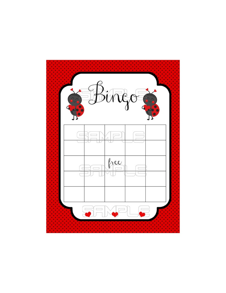Lady Bug Bingo Baby Shower Game Ladybug Baby Shower Games Etsy