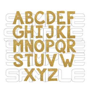 Digital Gold Alphabet Clipart, Letter Glitter Clipart, Alphabet Glitter Clipart, Gold Letters Clipart, Uppercase Letters