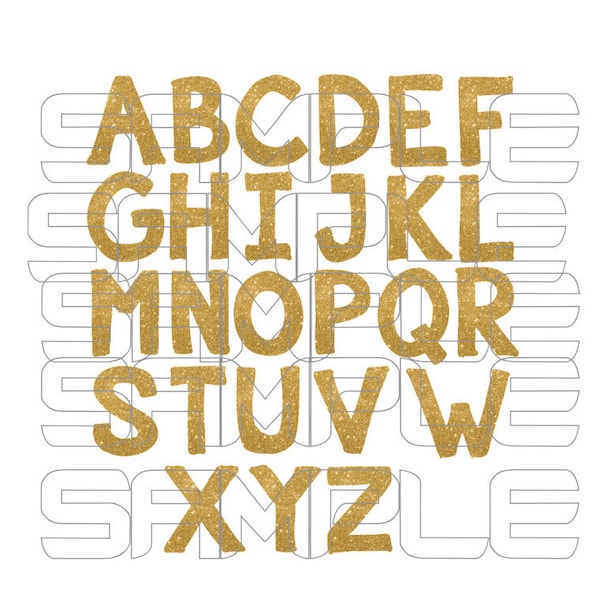 Digital Gold Alphabet Clipart, Letter Glitter Clipart, Alphabet Glitter Clipart, Gold Letters Clipart, Uppercase Letters