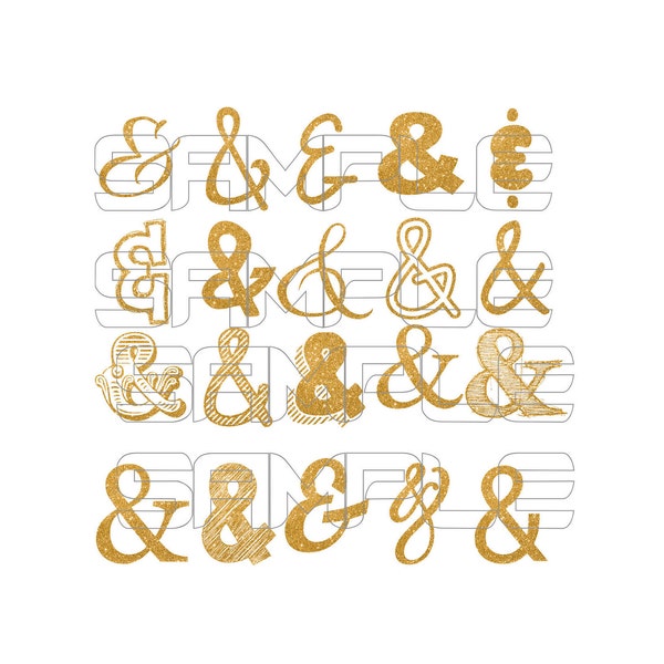 Gold Glitter Ampersand Clipart, Gold Ampersand Clip art, Wedding Clip Art, Wedding Typography, Text clip art