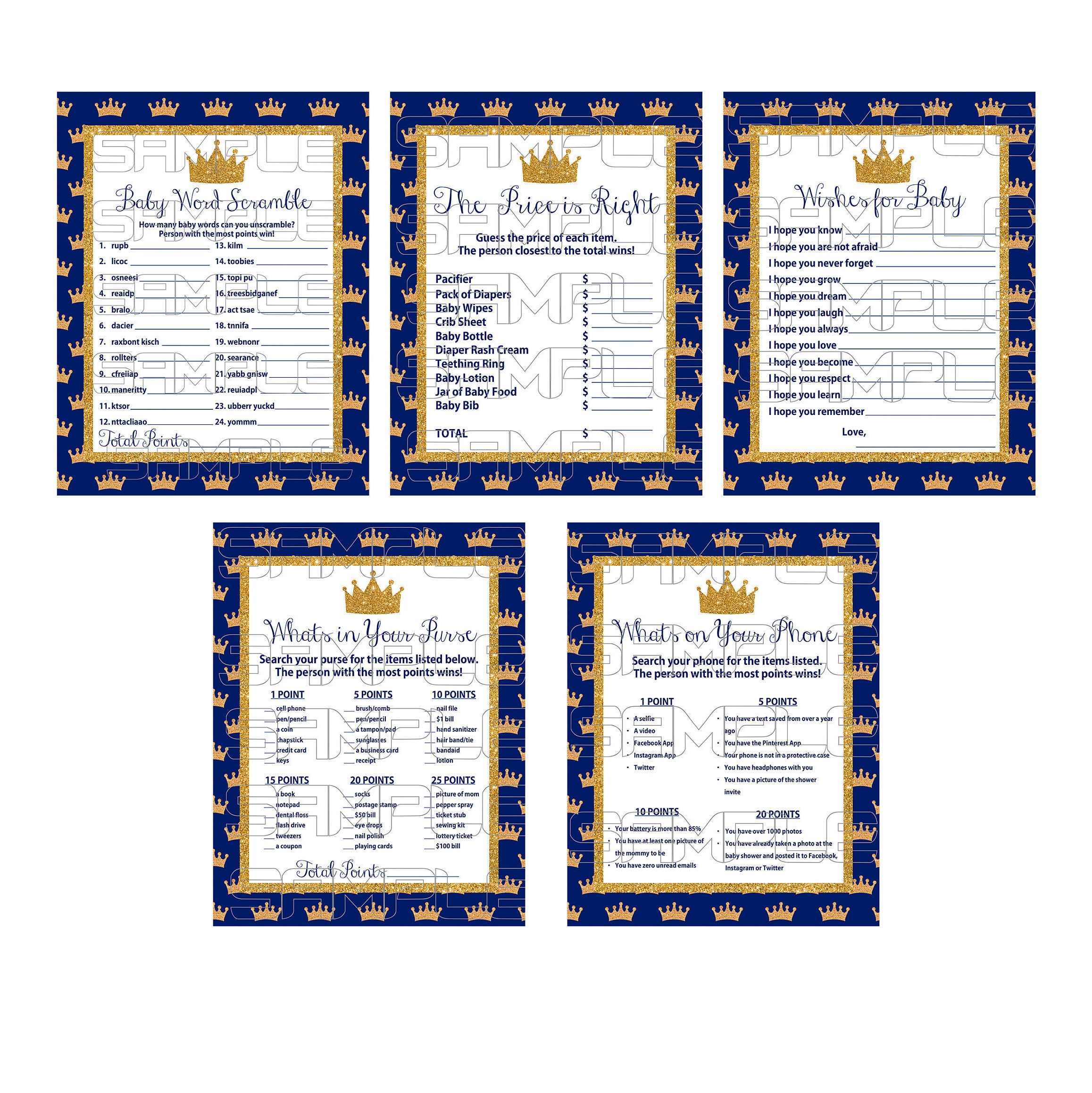 Royal Baby Shower Games, Prince Baby Shower, Royal Blue Baby Shower