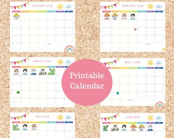 Oli Kids Co 2024 Printable Calendar, Downloadable Calendar, Cat Calendar, Instant Download, Print at Home