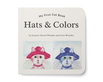 Hats & Colors Board Book | Cute Cat Color Learning Book for Toddlers | Oliver Poons Watercolor Keepsake | Oli Kids Co