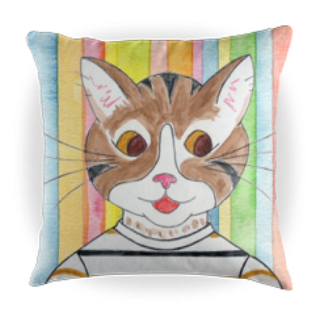 Henry the Cat Kids Cat Pillow Kids Throw Pillow 16 X 16 Children s