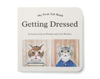 Getting Dressed Board Book | Cute Cat Learning Book for Toddlers | Oliver Poons Watercolor Keepsake | Oli Kids Co