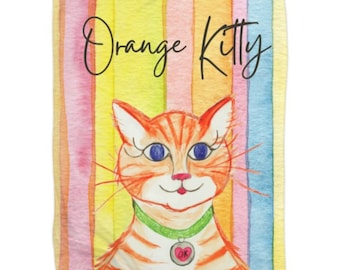 Orange Kitty Character Blanket - 30 x 40 Cat Print Fleece Blanket - Comfort Blanket - Baby Blanket - Nursery Blanket - Kids Cat Blanket