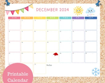 Oli Kids Co December 2024 Printable Calendar, Downloadable Calendar, Cat Calendar, Instant Download, Print at Home