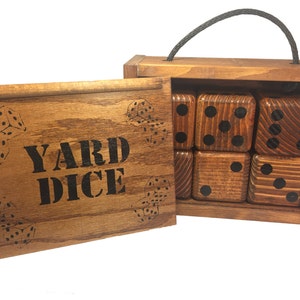Yard Dice Set with 8 player dry erase Yardzee score sheet - 6 Lawn Dice included, enough to play most popular dice games - Outdoor Games