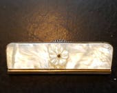 Mirrored Shell Comb Shell Purse Comb with slide in clear plastic comb and mirror great condition, MCM, Mid Century Vintage