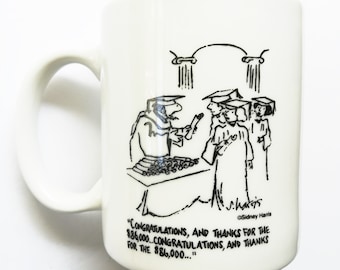 Sidney Harris Cartoon Mug "Congratulations and thanks for the 86,000  New Yorker Cartoon Mug Vintage