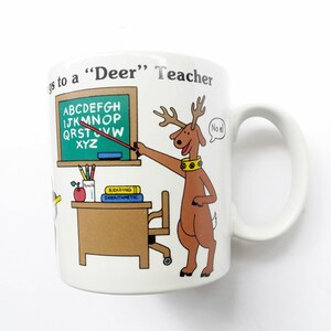 Season&#39;s Greetings to a &quot;Deer&quot; Teacher, Mug Vintage Coffee Mug, Friendship, Made in Korea Funny Teacher Gift