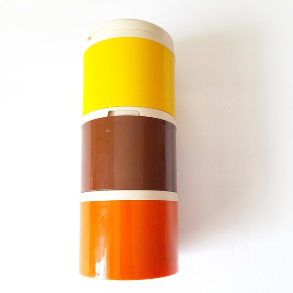 Tupperware Spice Shakers 1970s Orange Yellow Brown Stackable