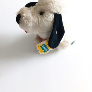 1983 Dakin Bean Bags Dog With Tags Mini Mutts Nutshell Plush White and Black