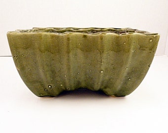 Ausgebogter grün glasierter rechteckiger Fensterbankpflanztoter, 4X6, Sukkulenten, African Violet Planter, schön und tief,