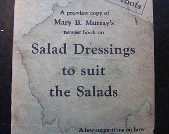 Une copie d'avant-première du livre le plus récent de Mary B Murray sur les vinaigrettes adaptées aux salades 1935 Livret