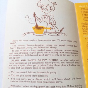 Campbell's Gravy Dishes Recipe Booklet, 1960s, MCM Brand Ephemera, Plain and Fancy image 2